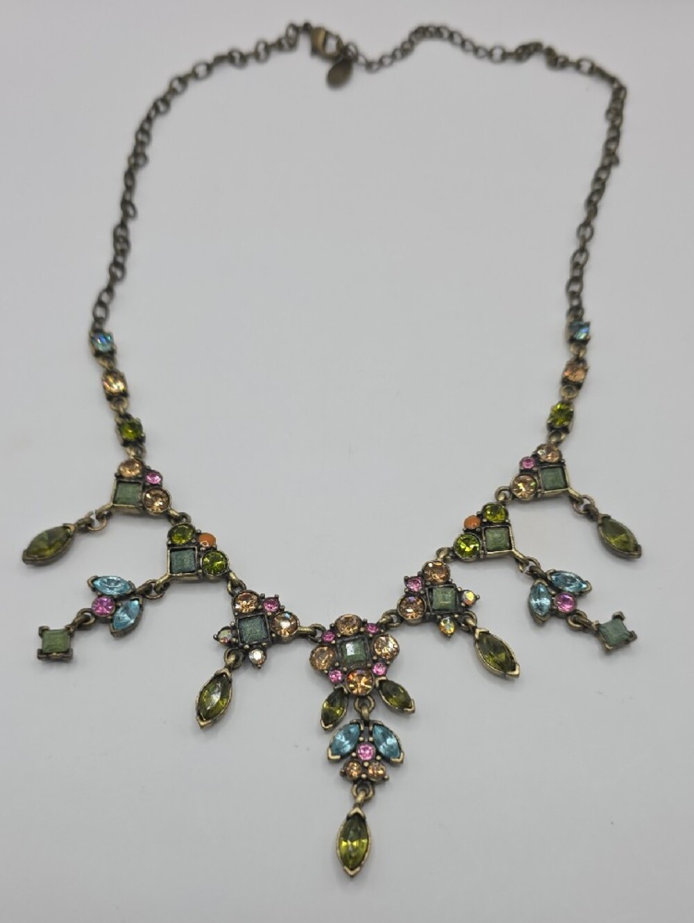 Carolina Herrera Multicolor Crystal Fringe Necklace Vintage